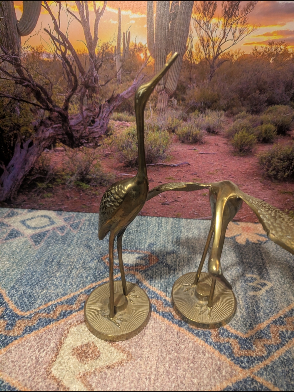 Brass Crane/ Heron Like Bird Figurine-Pair - Picture 6 of 11